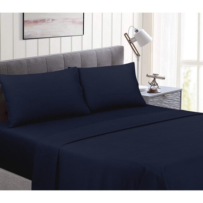 Perfectly Cotton Sheet Set Sheet Set, NAVY, hi-res image number 0