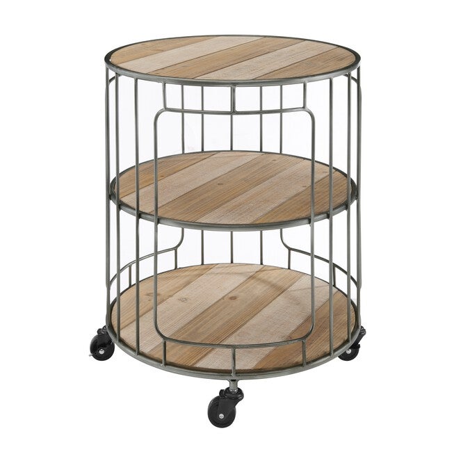 Alessio Three tiered Metal and Wood Rolling Cart, , alternate image number null