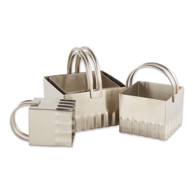 Rippled Stainless Steel Biscuit Cutters, Set 4, , on-hover image number null