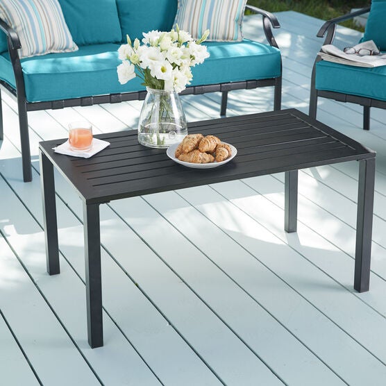 Steel Slat Coffee Table, TEAL Steel Slat Coffee Table, TEAL