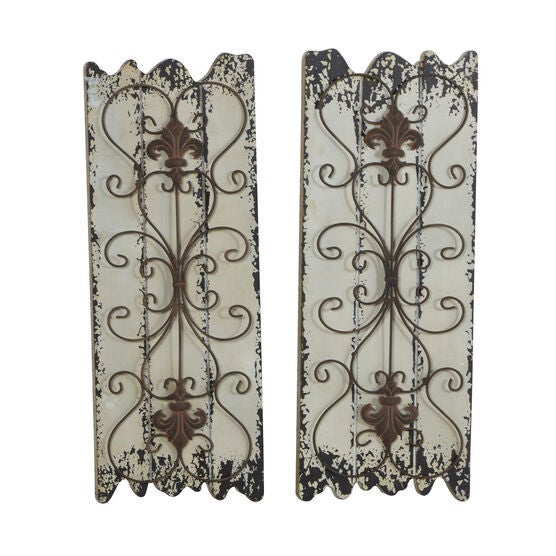 Set Of 2 White Wood Rustic Wall Décor, , alternate image number null