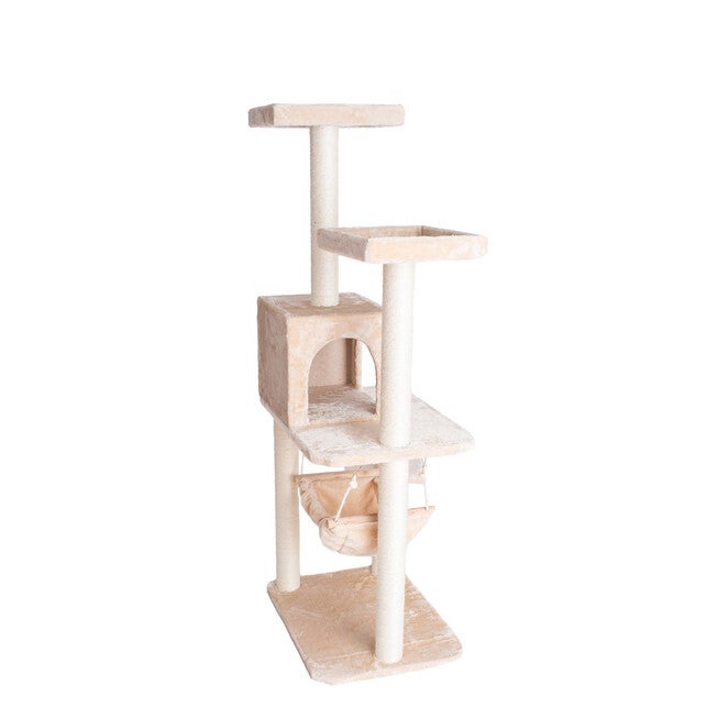 Gleepet 57 inches Real Wood Cat Tree With Perches, Running Ramp, Condo And Hammock, , alternate image number 7