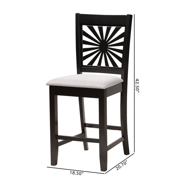 Olympia Modern Beige Fabric And Espresso Brown Finished Wood Counter Stool, , alternate image number null