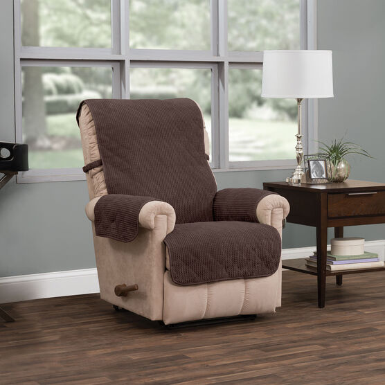 Ripple Plush Secure Fit Recliner Furniture Cover Slipcover, CHOCOLATE, hi-res image number null