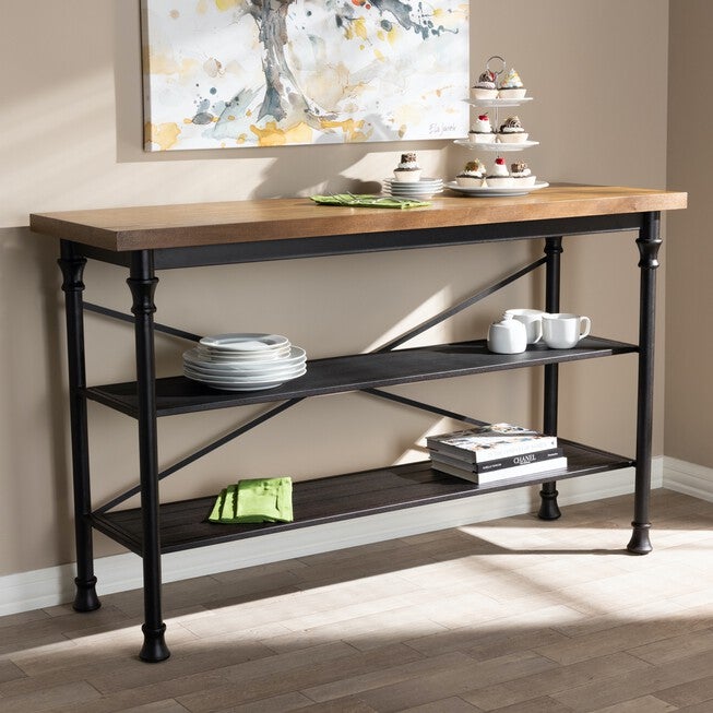 Velera Vintage Wood Metal Kitchen Storage Shelf Unit Furniture, , alternate image number 5