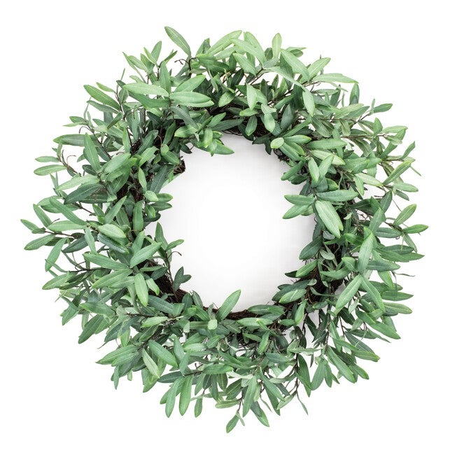Olive Leaf Foliage Wreath 29 inchesD, GREEN BROWN, hi-res image number null