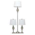 Set Of 3 Silver Coastal Table Lamp, SILVER, hi-res image number null