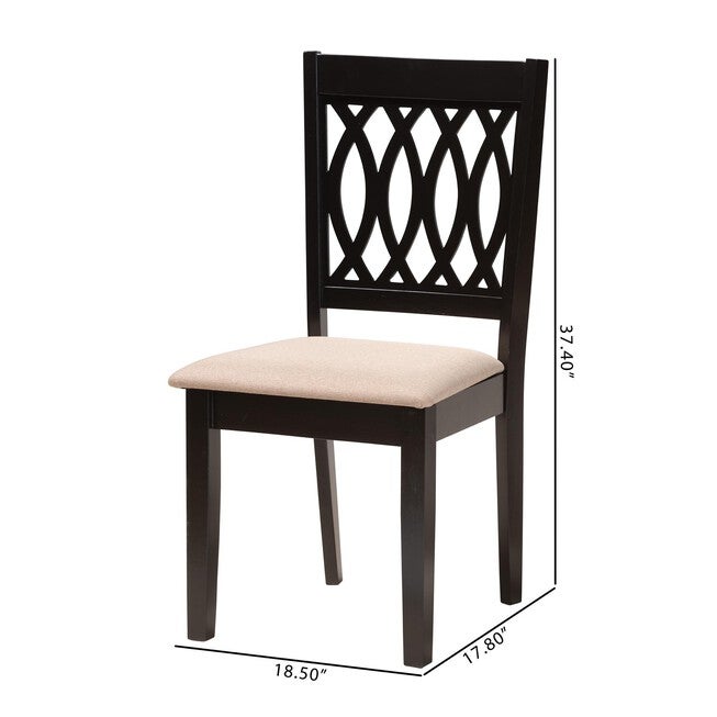 Florencia Modern Beige Fabric And Espresso Brown Finished Wood Dining Chair, , alternate image number 7