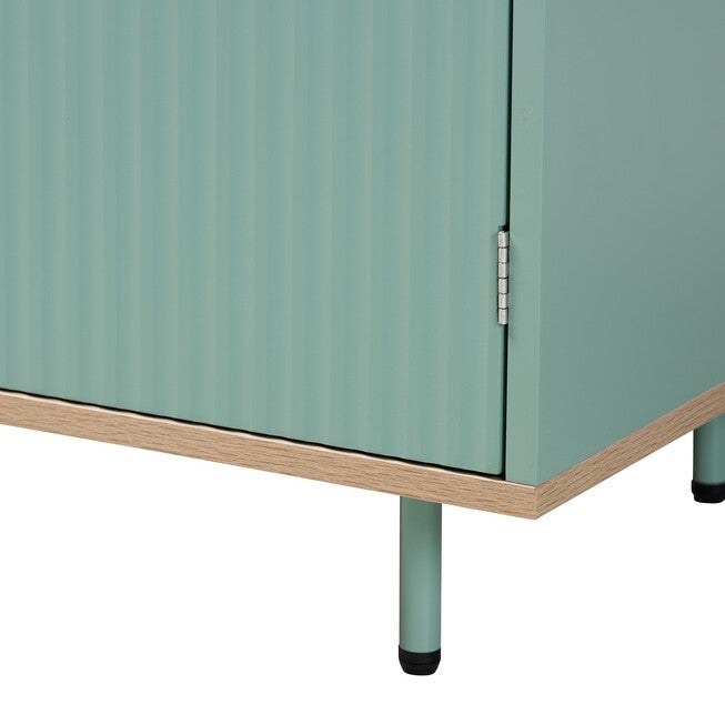 Tavita Mid-Century Modern Two-Tone Mint Green And Oak Brown Finished Wood 2-Door Sideboard Buffet, , alternate image number null