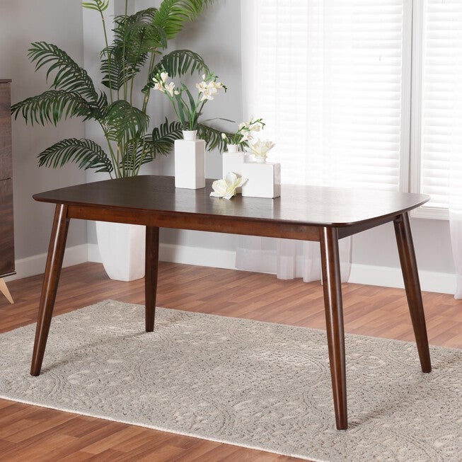 Flora Mid-Century Modern Black Finished Wood Dining Table, , alternate image number null
