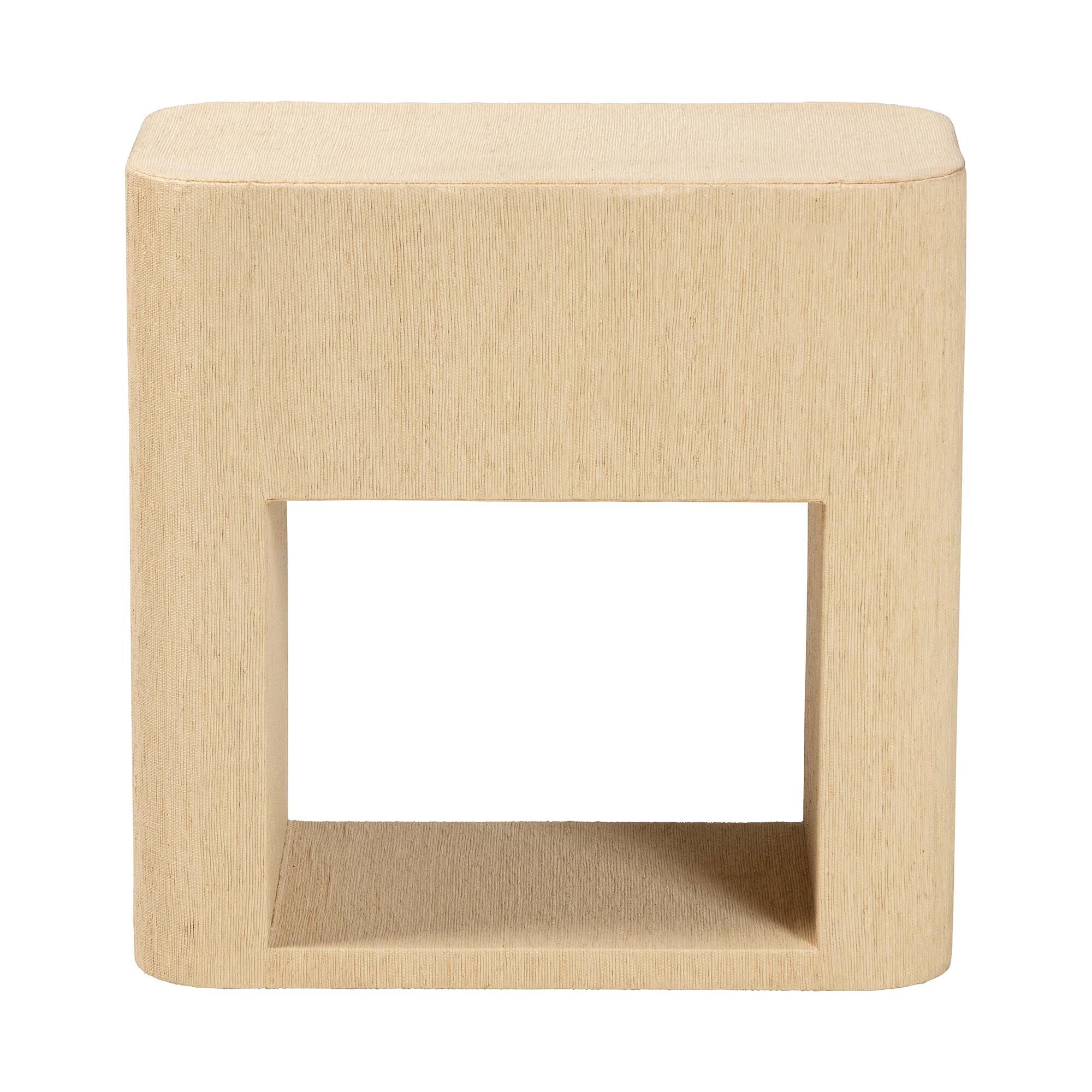 Beauford Grasscloth 1-Drawer Nightstand with Open Shelf, BROWN, alternate image number 5