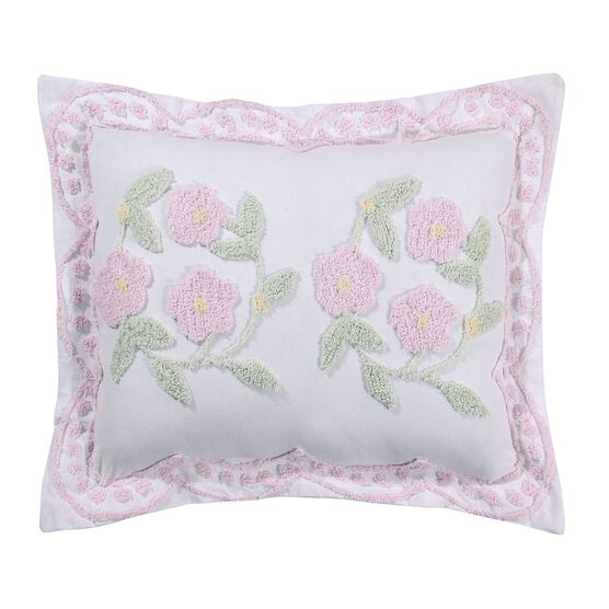 Bloomfield Collection in Floral Design 100% Cotton Tufted Chenille Standard Sham , ROSE, hi-res image number null