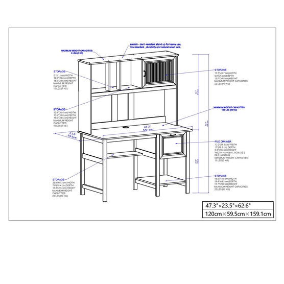 Ansel 47" Writing Desk With Hutch Writing Desk, , alternate image number null