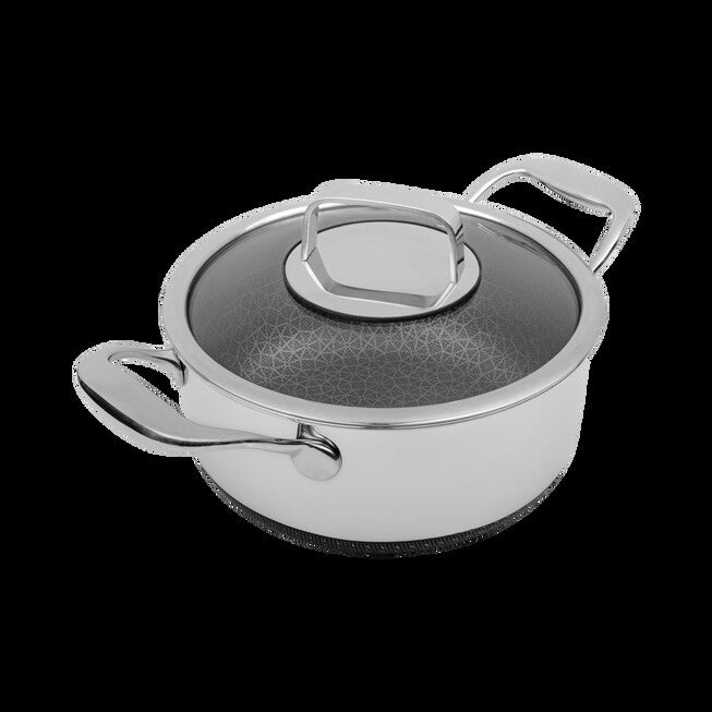 LIVWELL DiamondClad™ 3 Quart Hybrid Nonstick Stainless Steel Stock Pot and Lid, Dishwasher Safe, PFOA-free – Silver/Black, SILVER, hi-res image number null