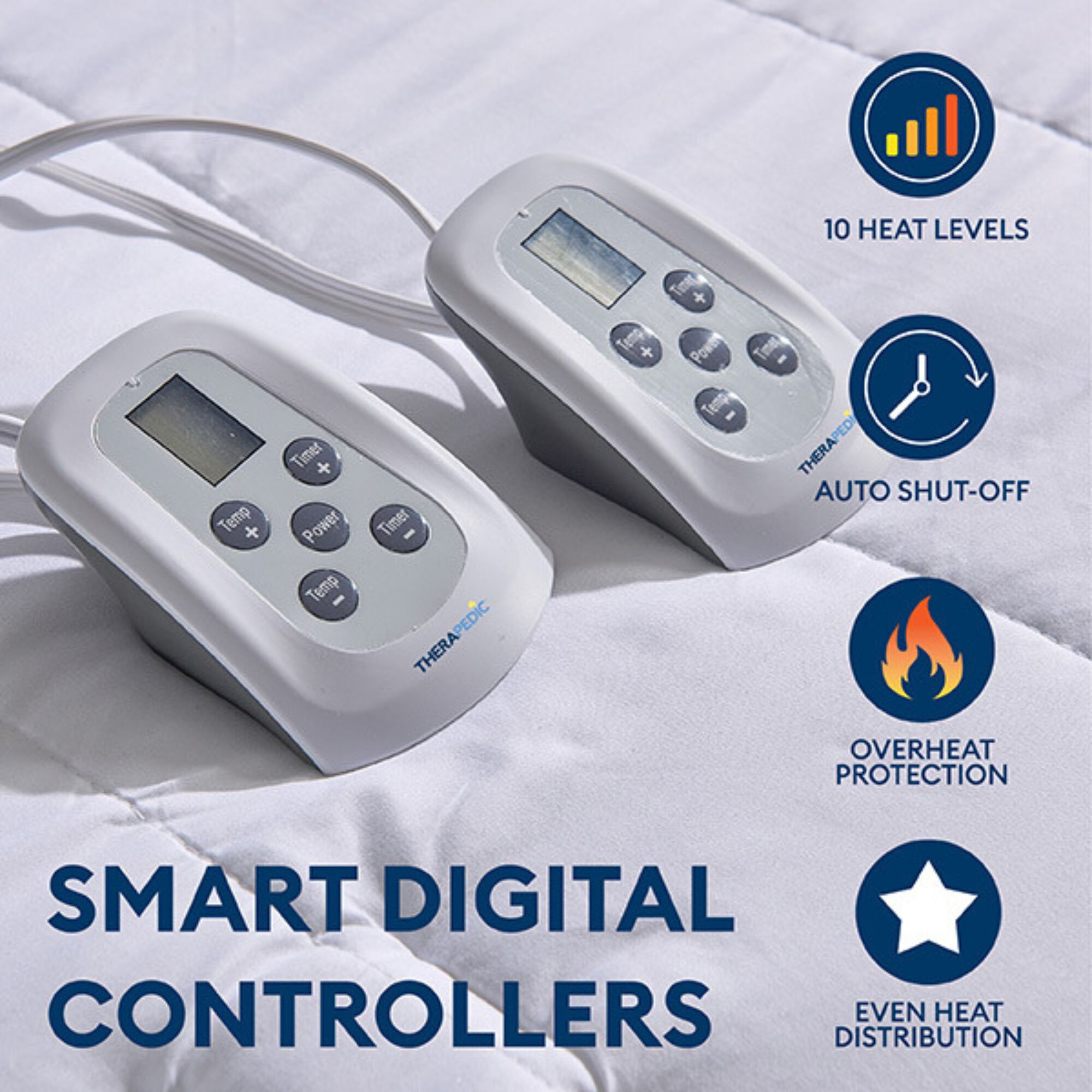 60 inches x 80 inches White Queen Heated Mattress Pad, WHITE, alternate image number 1