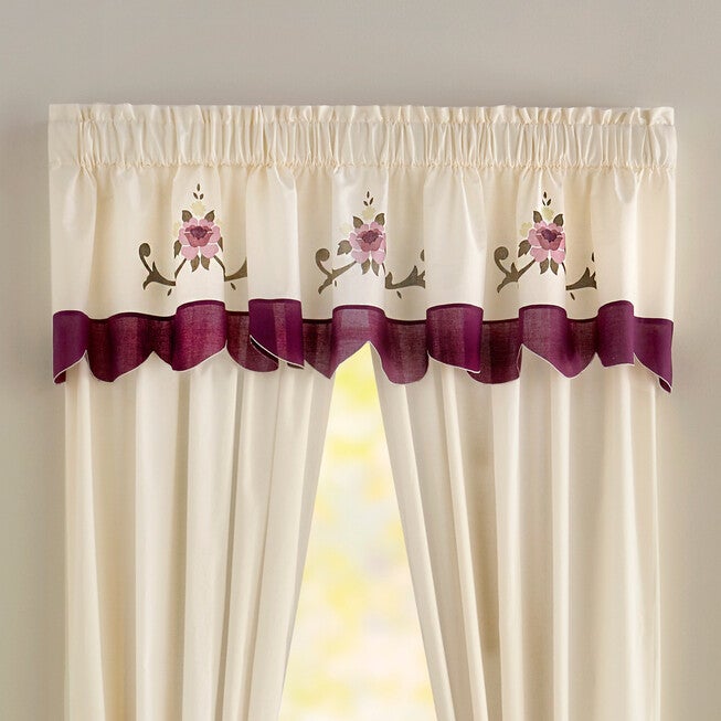 Ava Embroidered Valance, PLUM, hi-res image number null