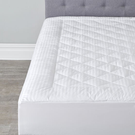 300-TC Dobby Stripe Mattress Pad, WHITE, hi-res image number null