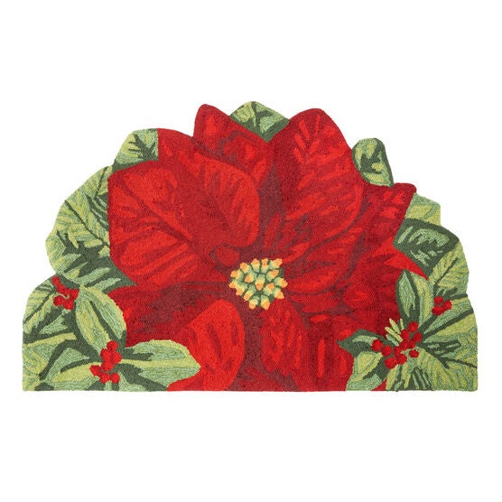 Large Half-Round Poinsettia Mat , MULTI Large Half-Round Poinsettia Mat , MULTI