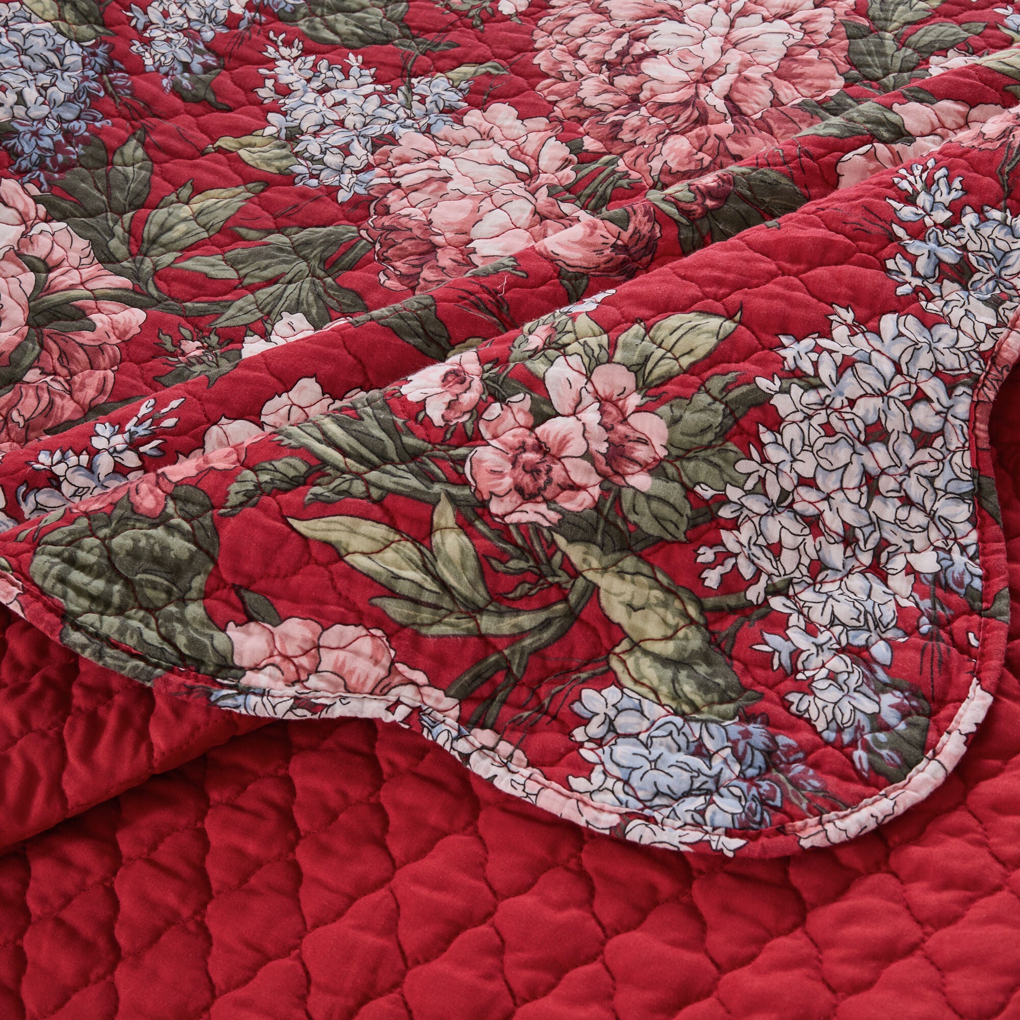 Greenland Home Fashions Millie Finely Stitched Floral Quilt Set, GARNET, alternate image number 4