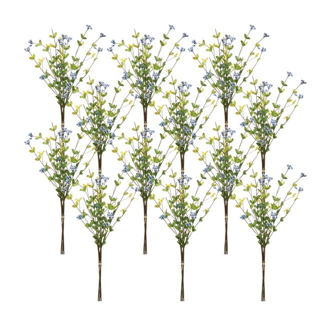 Berry Bundle (Set of 12) 21 inchesH Polyester/Wire, GREEN/BROWN/BLUE, hi-res image number null