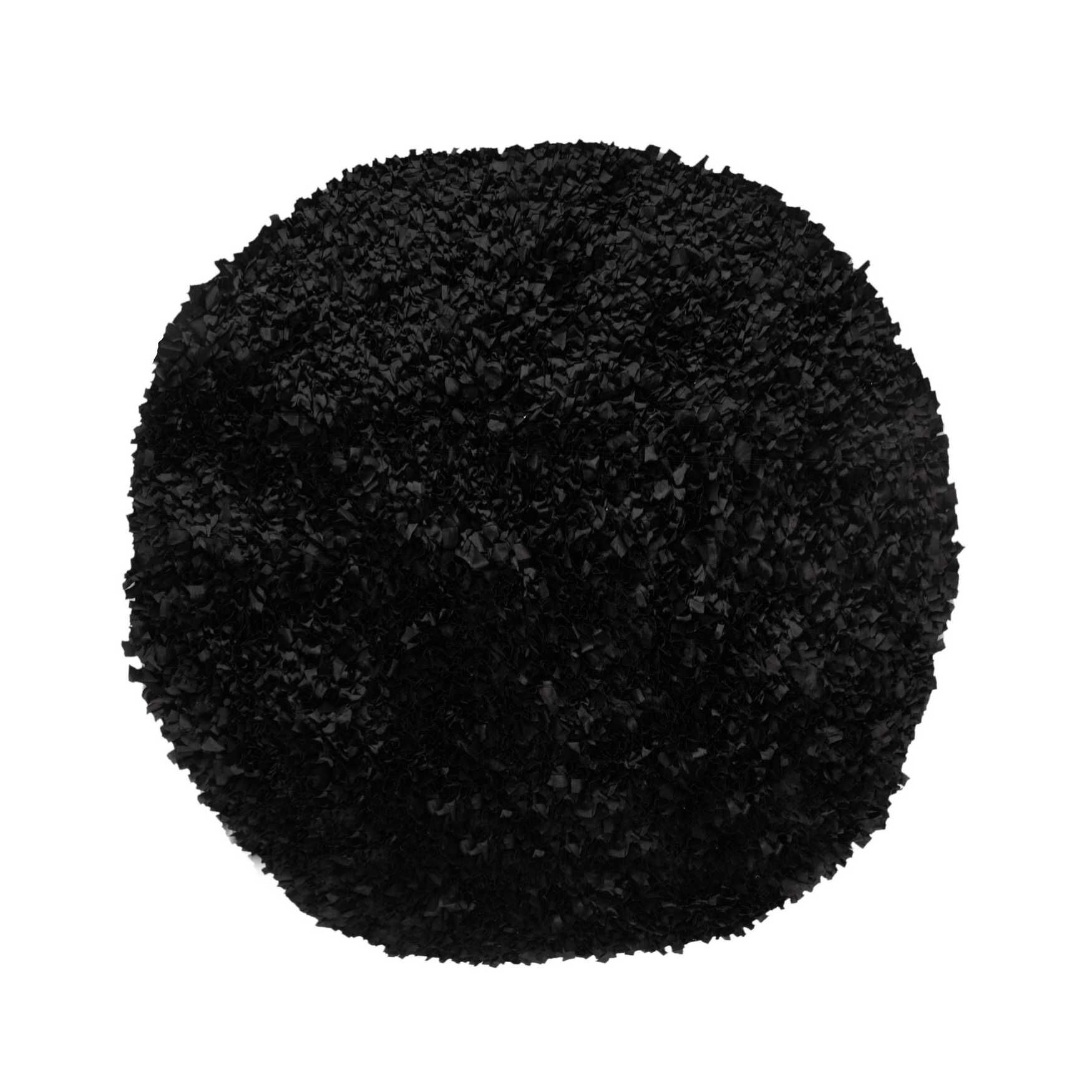 Bella Premium Jersey Shaggy Round Area Rug, BLACK, hi-res image number 0