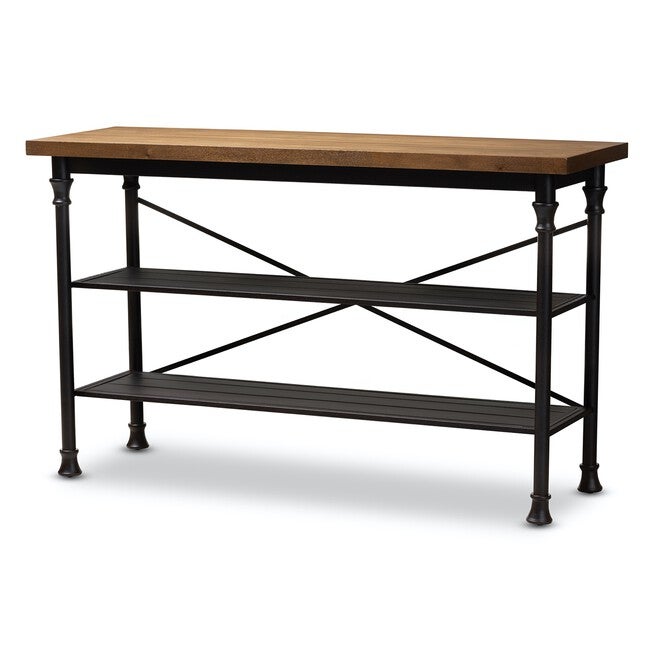Velera Vintage Wood Metal Kitchen Storage Shelf Unit Furniture, OAK BROWN, hi-res image number 0