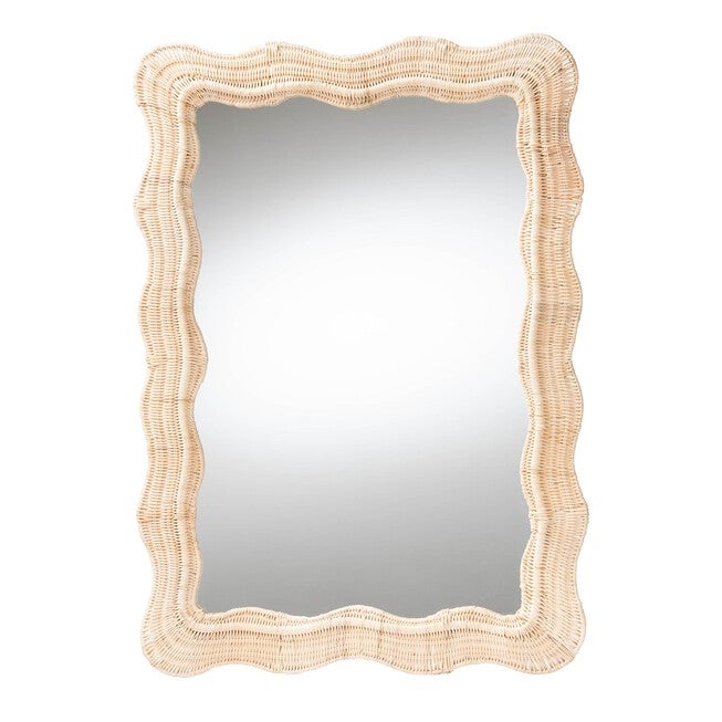 Hasana Bohemian Natural Scallop Rattan Accent Wall Mirror, NATURAL, alternate image number 2