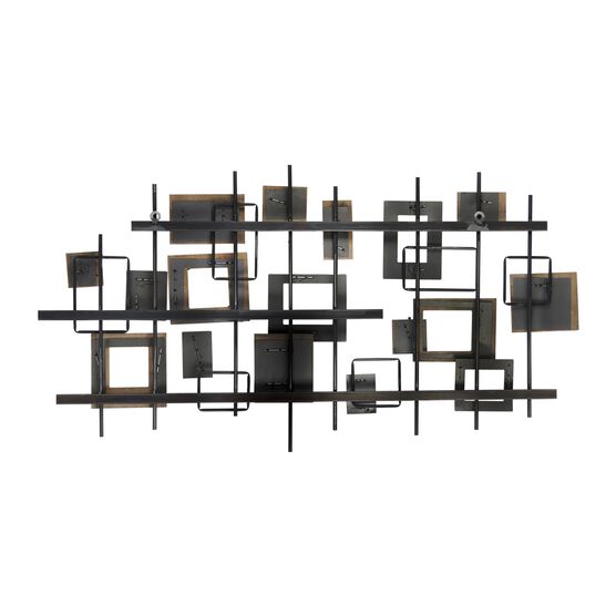 Wood and Metal Modern Shapes Wall Centerpiece, , alternate image number null