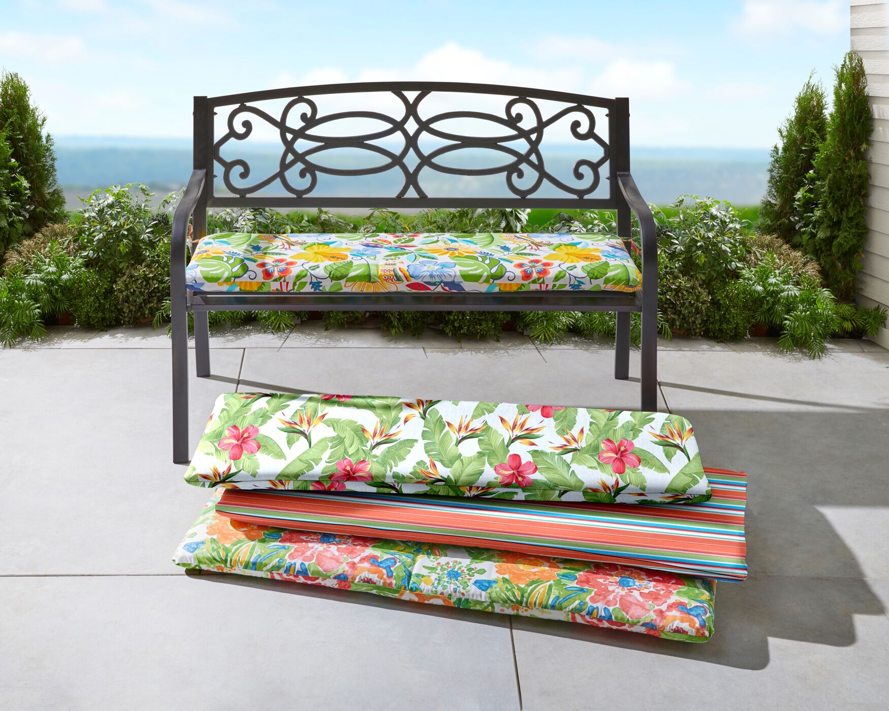 Outside bench cushions top