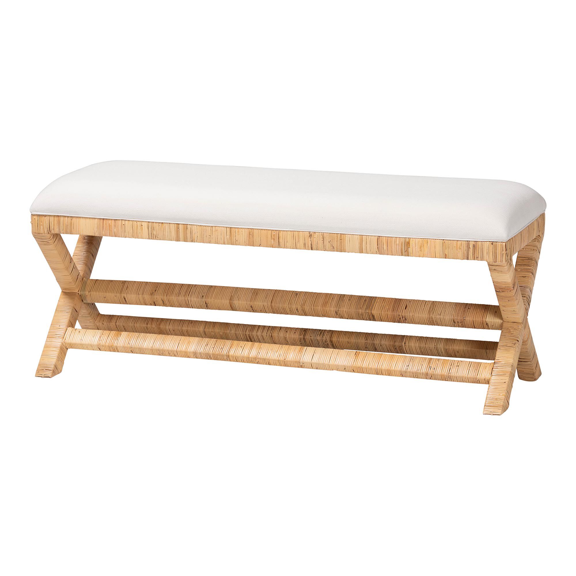 Christy Natural Rattan Bench, HONEY, alternate image number 1