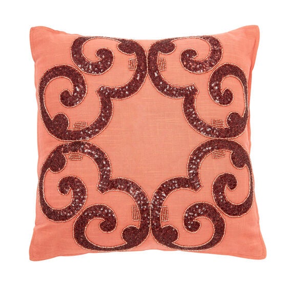 Fatima 18' Embellished Pillow, SOFT CORAL Fatima 18' Embellished Pillow, SOFT CORAL