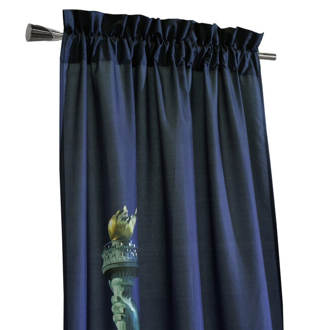 Photo Real Statue Of Liberty Light Filtering Pole Top Curtain Panel Pair, , alternate image number null