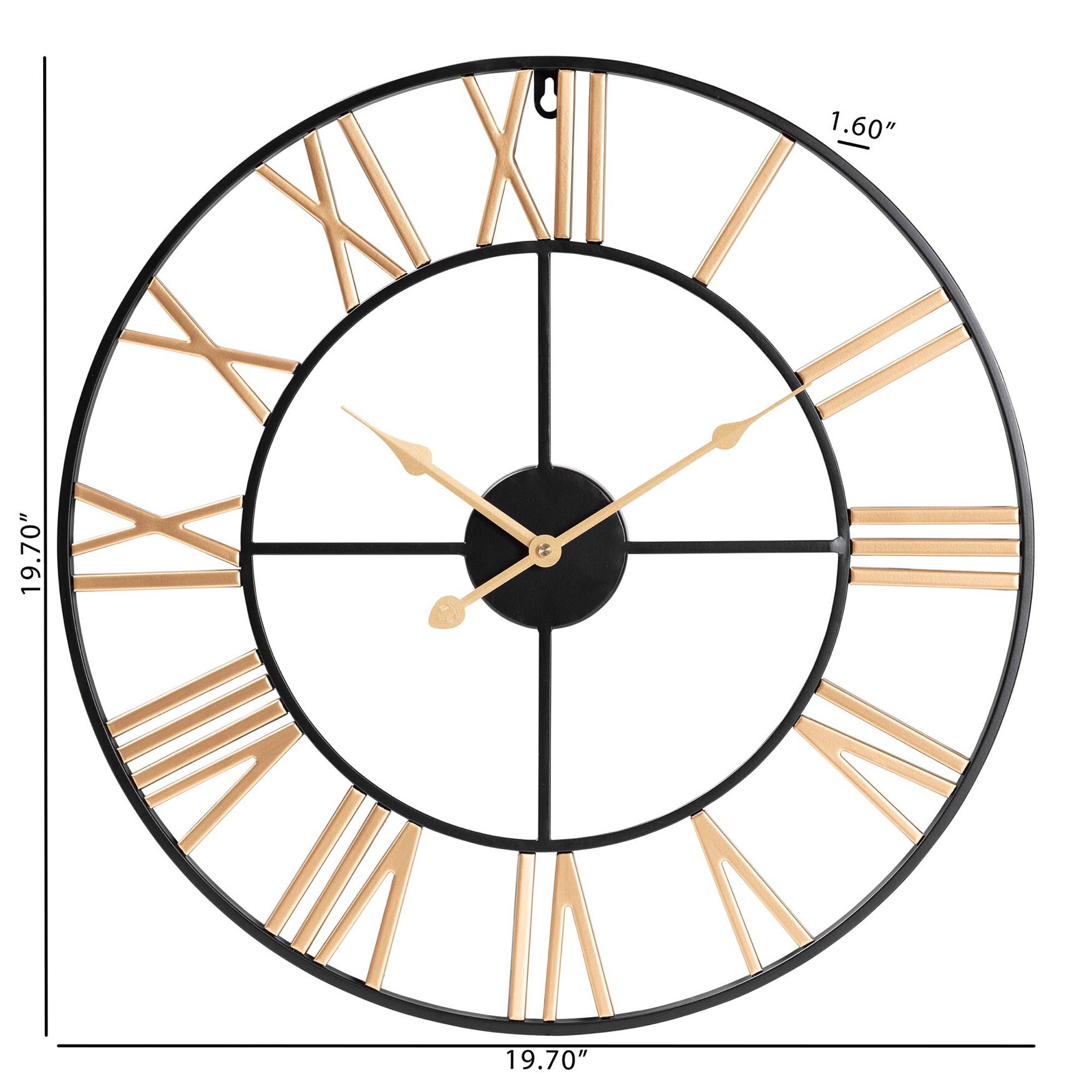 Auden Modern Industrial Two-Tone Black And Gold Metal Wall Clock, , alternate image number 3