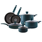 10 Piece Non Stick Aluminum Cookware Set, SEA GREEN, hi-res image number null