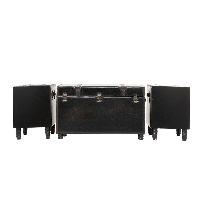 Set Of 3 Brown Wood Traditional Bench Bench, , on-hover image number 1
