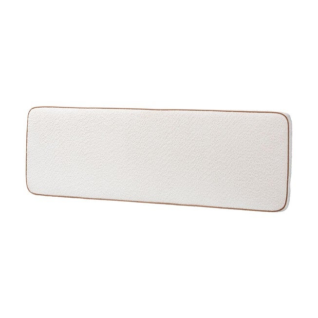 Belden Boucle Upholstered Wall-Mounted Queen Headboard - Padded Cushion Panel with Faux Leather Piping, WHITE, alternate image number null