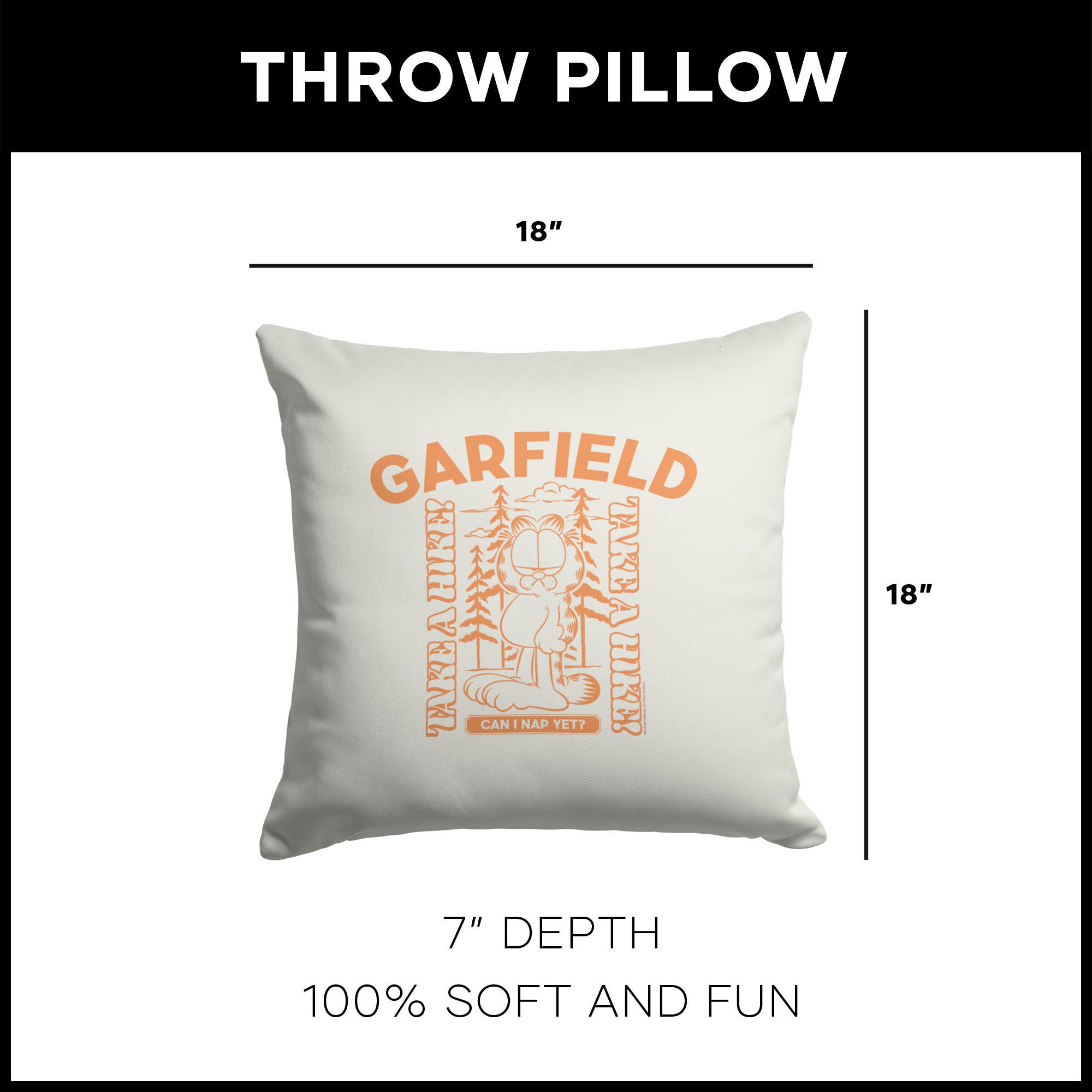 Nickelodeon Garfield Can I Nap Yet Throw Pillow 18X18 Inches, GARFIELD, alternate image number 4