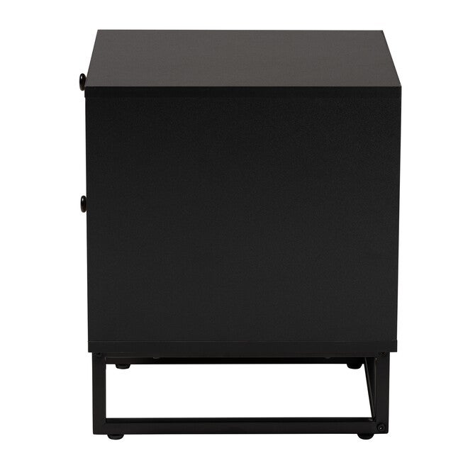 Declan Mid-Century Modern Espresso Brown Finished Wood And Natural Rattan 2-Drawer Nightstand, , alternate image number 3