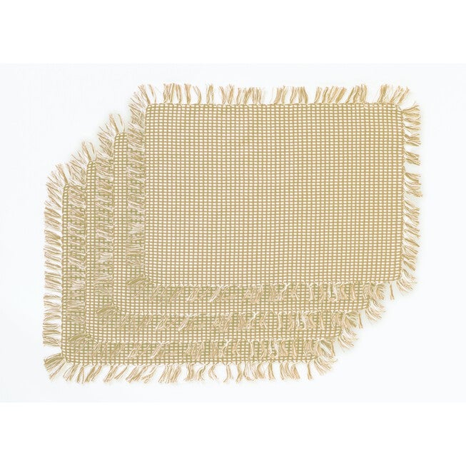 HOMESPUN FRINGED Placemats 4 PK13X19, ECRU, hi-res image number null