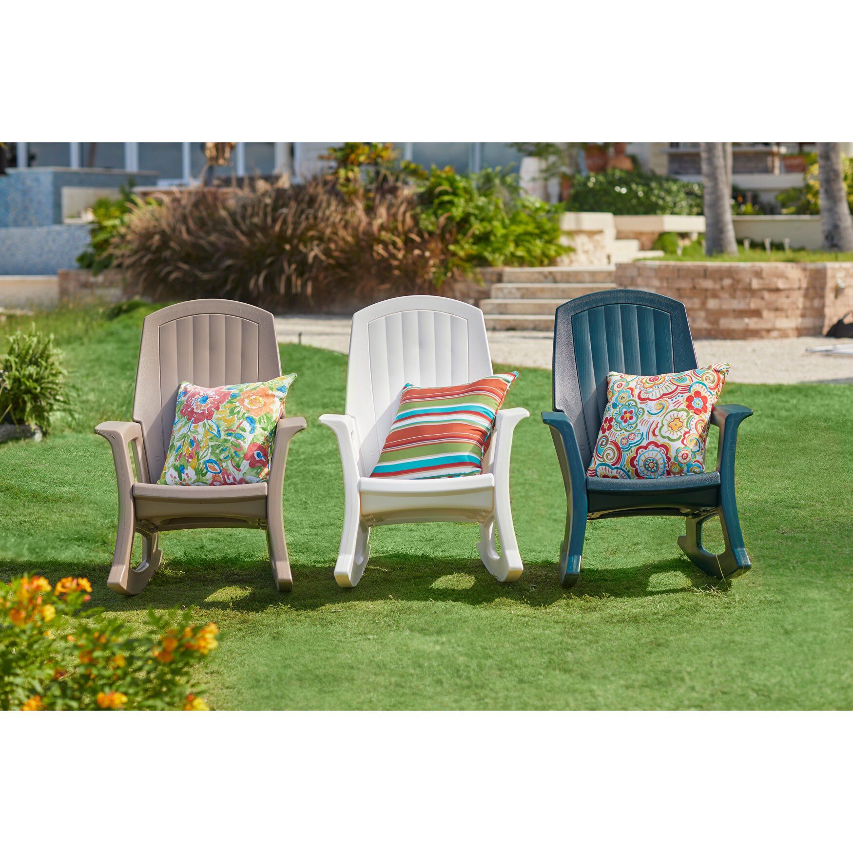 Affordable Oversized 600 lbs. Weight Capacity Resin Rocker, Taupe ...