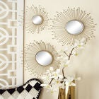 Set Of 3 Gold Metal Glam Wall Mirror, , alternate image number null