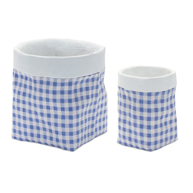 Pot (Set of 2) 3.75 inchesL x 5.5 inchesH, 6.5 inchesL x 6.75 inchesH Cement, BLUE/WHITE, hi-res image number null