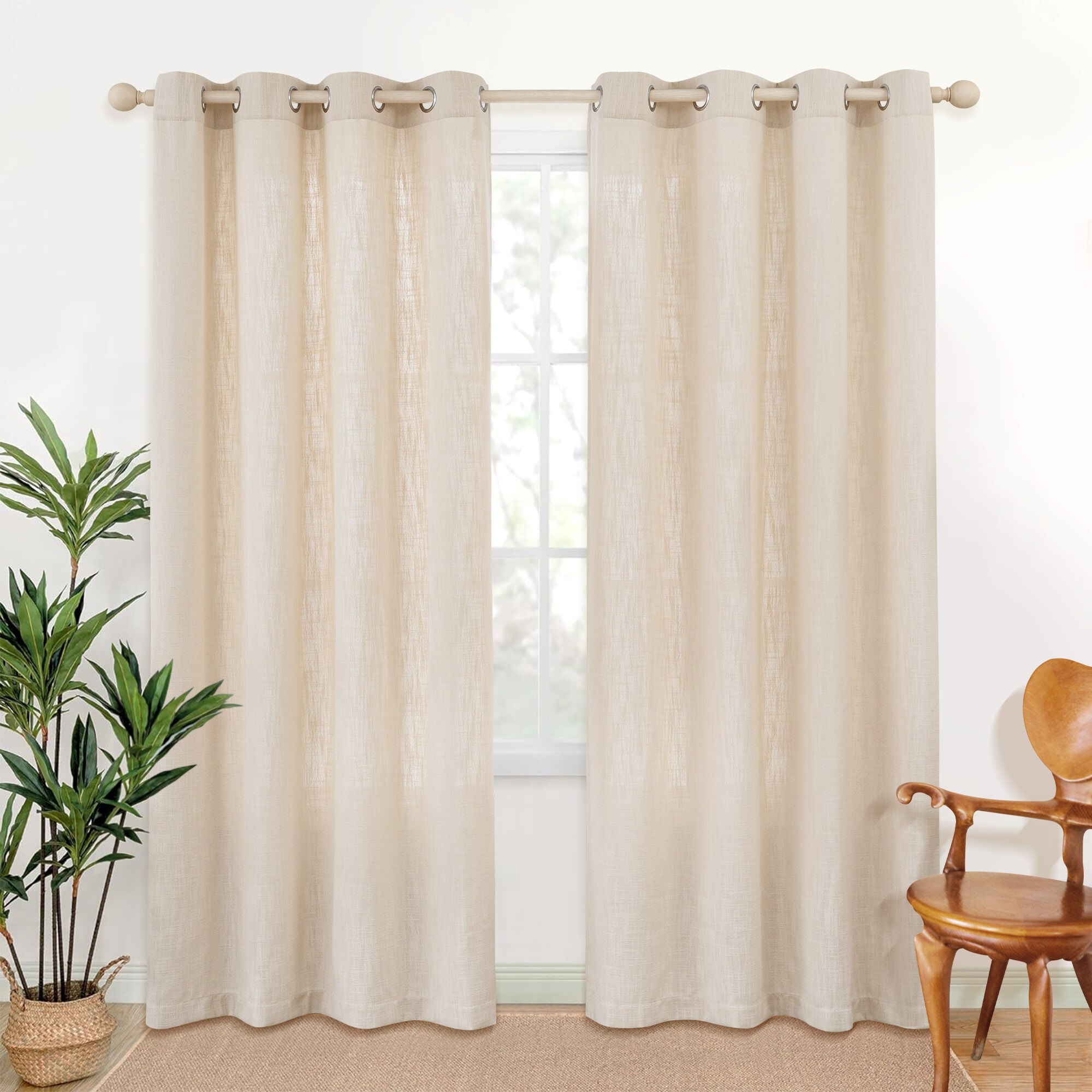 Slub Linen Texture Privacy and Light Filtering Grommet Pair