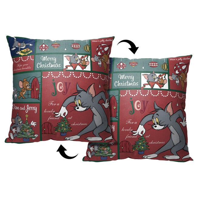 Wb Tom And Jerry Christmas Compilation 18X18 Printed Throw Pillow, O, hi-res image number null