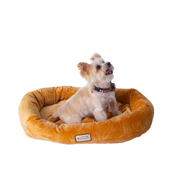 Bolstered Pet Bed and Mat, Ultra-Soft Dog Bed, Brown, Small, BROWN, hi-res image number null