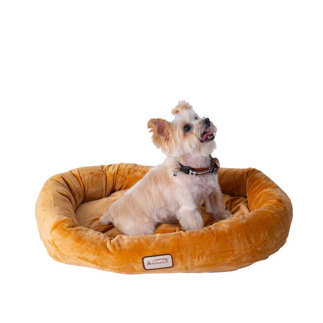 Bolstered Pet Bed and Mat, Ultra-Soft Dog Bed, Brown, Small, BROWN, hi-res image number 0