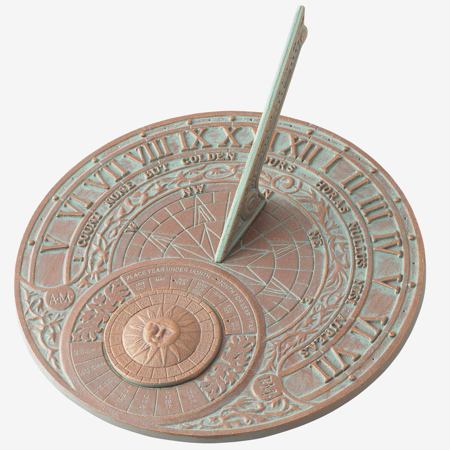 Perpetual Calendar Sundial, COPPER VERDI, hi-res image number 0