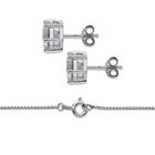 Platinum over Sterling Silver Pendant (9mm) Round Cubic Zirconia with 18" Chain, , on-hover image number null