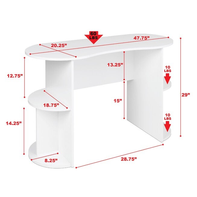 Kurv Compact Student Desk with Storage, White, , alternate image number null