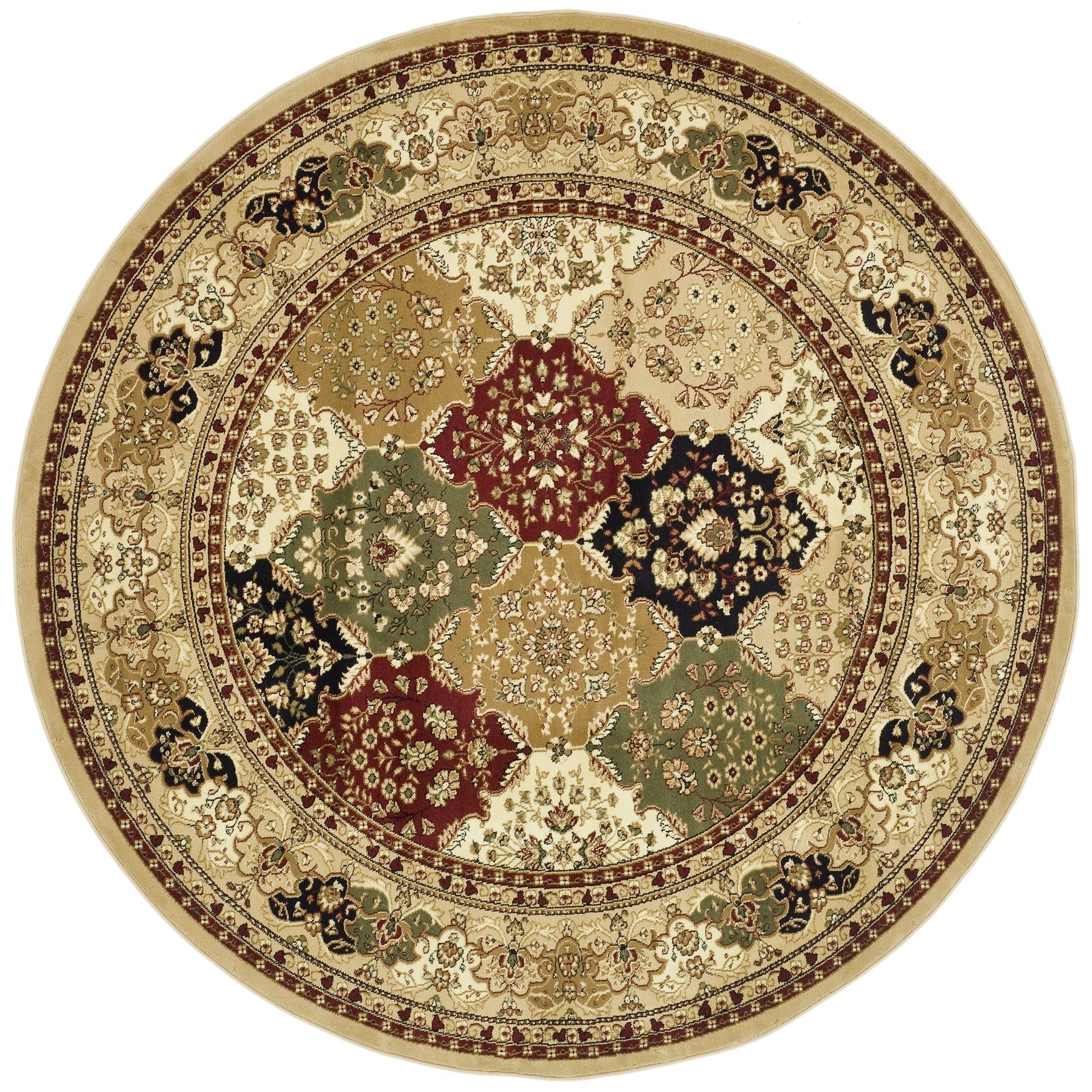 Lyndhurst 221 Multi / Beige 5'-3 inches X 5'-3 inches Round Round Rug, MULTI BEIGE, hi-res image number 0